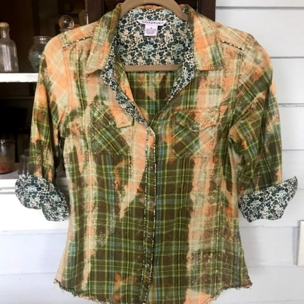 Hand-Made bleached Plaid Top
